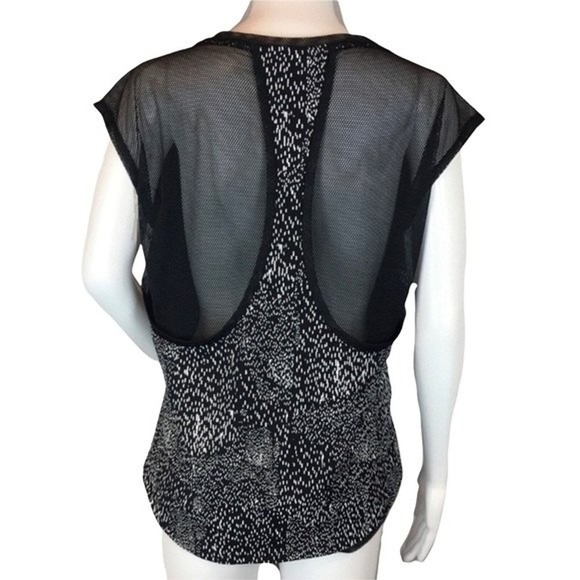 Fabletics Shirt Womens Small Black White Constellation Vanessa Workout Top Mesh‎ - Picture 3 of 8